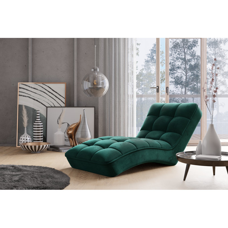 Pola Upholstered Chaise Lounge, Green