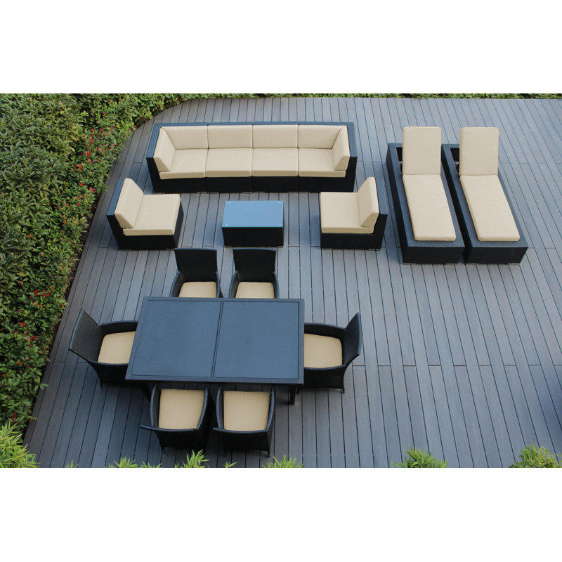 Pavior 14 - Person Patio Conversation Set with Cushions, Black Sunbrella®, Antique Beige Sunbrella® Canvas