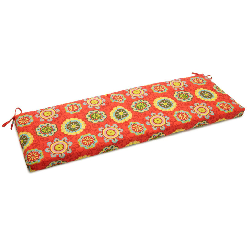 Outdoor 3'' Bench Seat Cushion, Farmington Terrace Grenadine, 3.5" H x 57" W x 19" D