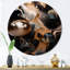 Voyage doré à travers le marbre IV - art abstrait rond en marbre sur métal-88627729