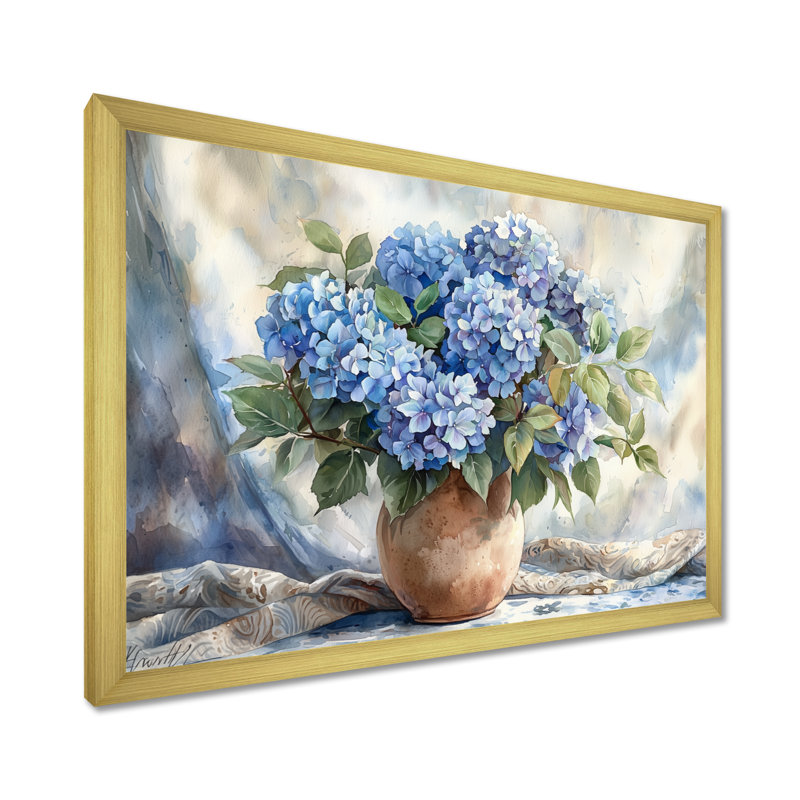 Ikshan hortensias dans un décor de rêve II - hydrangées grand art mural, H 30 po x l 40 po, Impression encadrée flottante