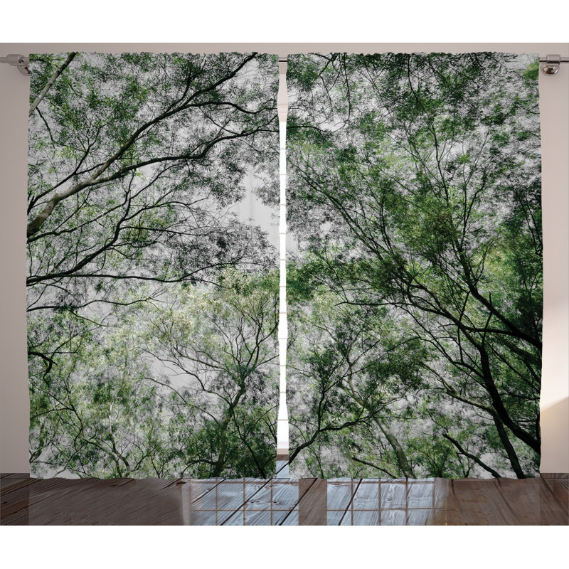 Colan Tree Branch Semi-Sheer Rod Pocket Curtain Panels, 54" W x 90" L