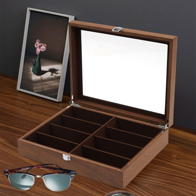 Eyeglasses Storage Box, Eyeglasses Organizer, 8-Compartment Eyeglasses Storage Box