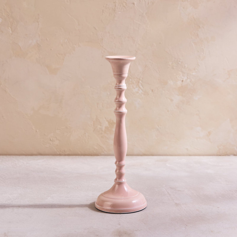 Porte-bougie rose moyen Nera, 10" H x 3.8" W x 0.5" D