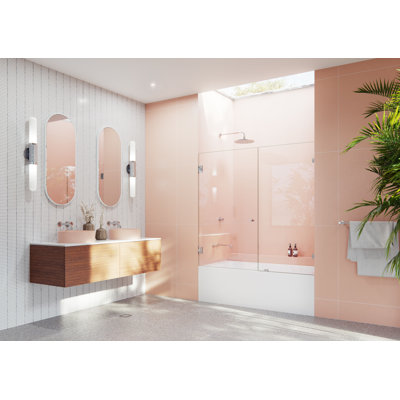 Illume 62.75 in. x 58.25 in. Fully Frameless Hinge Bathtub Door