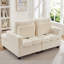 Velours côtelé moelleux avec dossier carré et réglable pour les petits appartements. Blanc, mousse et ressort. 48,5 de largeur, 61 de profondeur, 37 de hauteur, 138 lb Options de sièges modulaires, coussins moelleux, cadre, installation simple