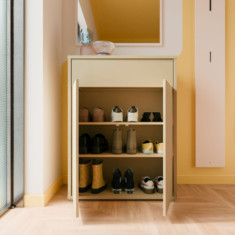 Rylon Shoe Storage Cabinet, Yellow