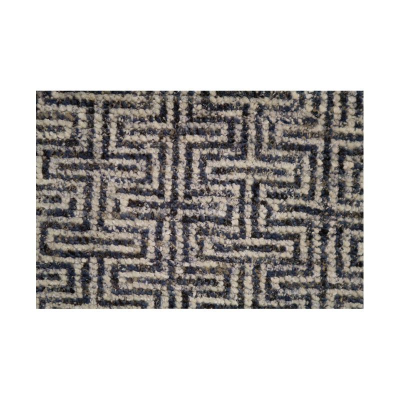 Tapis ivoire et noir noué à la main de haute qualité