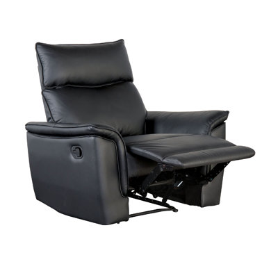 Fauteuil inclinable manuel Lenne, accoudoirs rembourrés évasés, similicuir noir