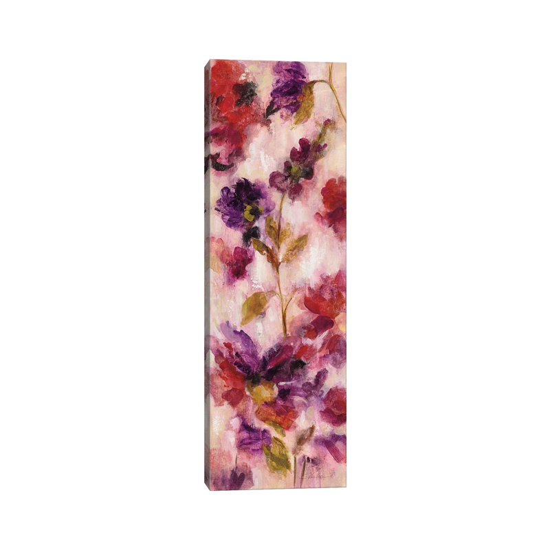 Fleurs exubérantes III, Toile tendue, H 60 po x l 20 po x P 1,5 po