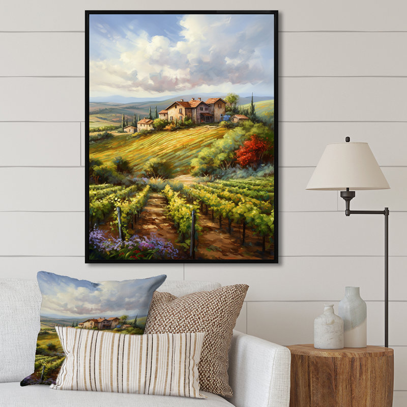 «Vineyard Charm», impression sur toile, H 32 po x l 24 po x P 1 po, Cadre flottant noir