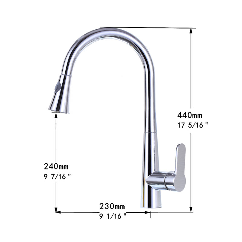 Pull Down Single Handle  Kitchen sink Faucet in Chrome
