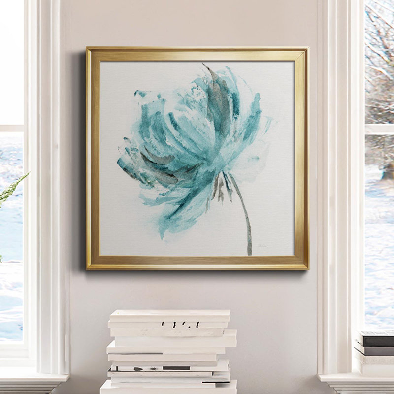 «Blue Dance II», peinture sur toile encadrée, H 34,5 po x l 34,5 po x P 1,5 po, Cadre doré