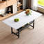 Table de salle à manger 71 po x 35,4 po en MDF texturé blanc avec plateau de rangement 43,3 po x 19,7 po-961052205