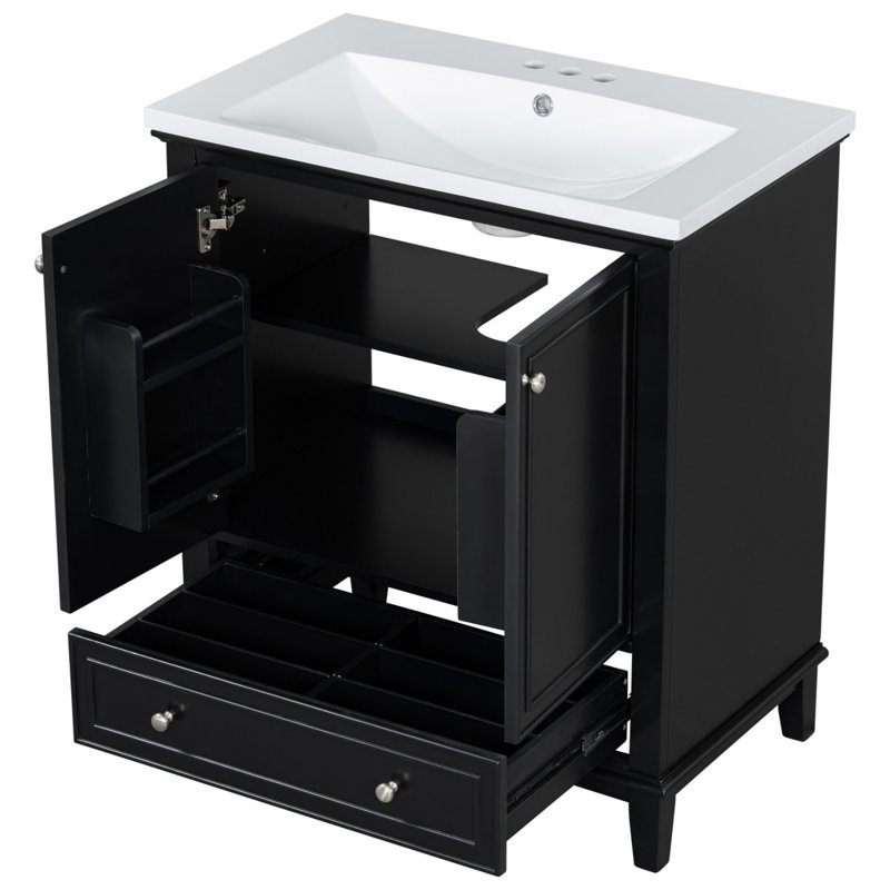 30" Bathroom Vanity with Sink Combo, Black