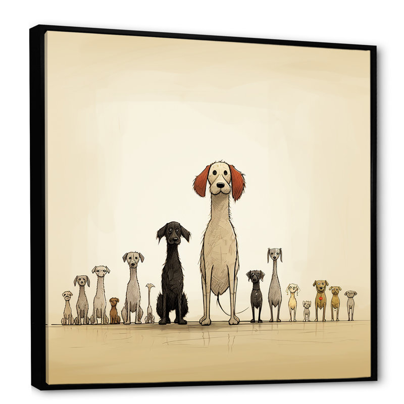 «Gray Childrens Dog Nursery - Animals», reproduction d'art murale, Cadre flottant noir, H 30 po x l 30 po x P 1,5 po