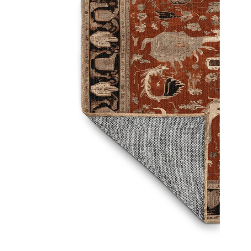 Tapis brun lavable à la machine, Carré 5 pi