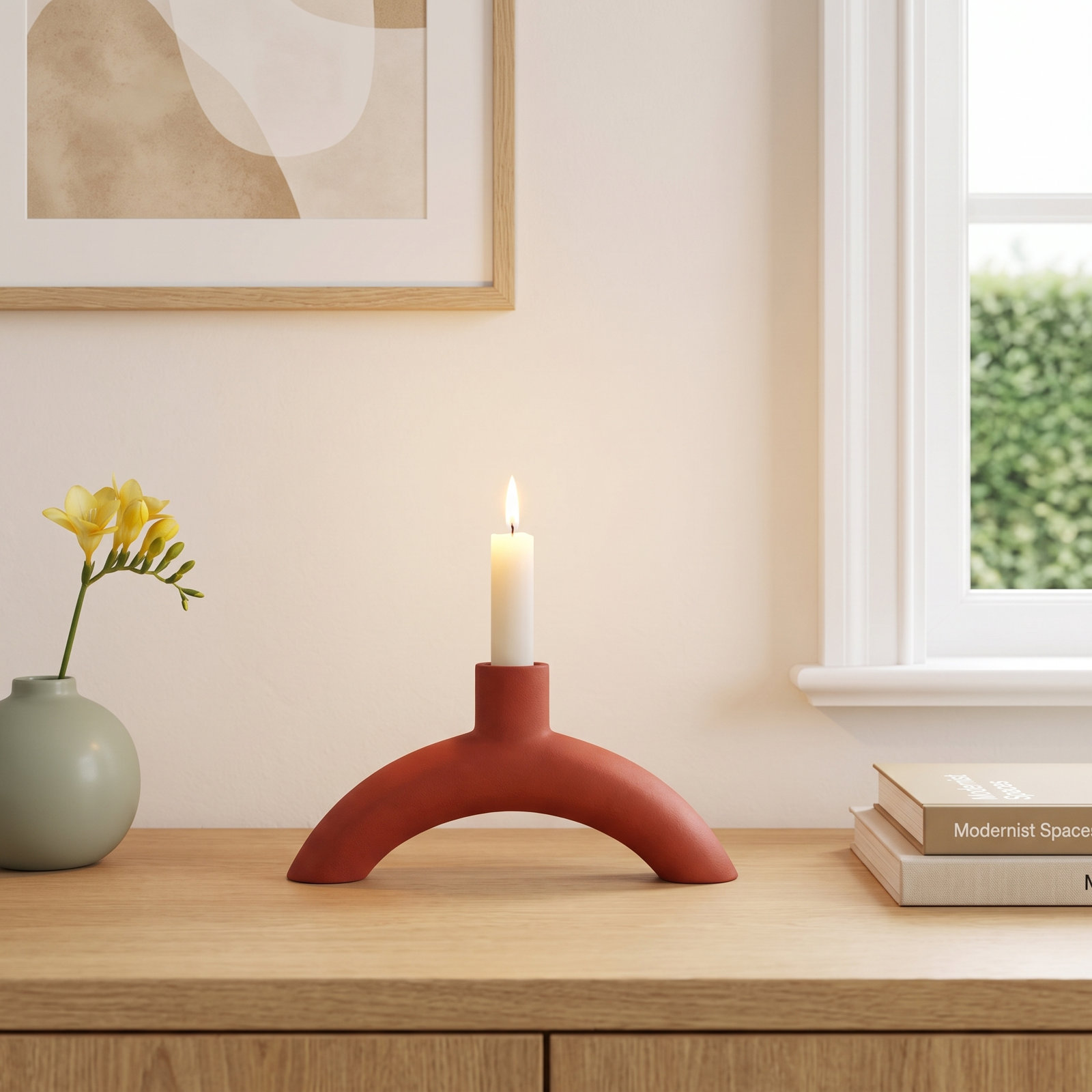 Aluminum Candlestick Holder, Orange