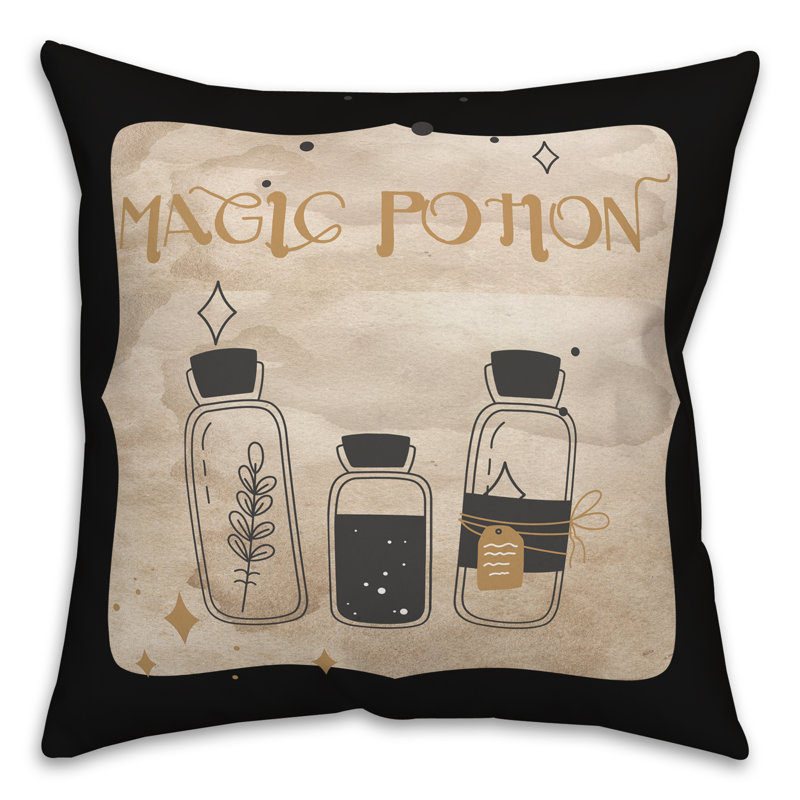  Housse et insert de coussin carré Magic Potion Bottles 3, 18 po x 18 po