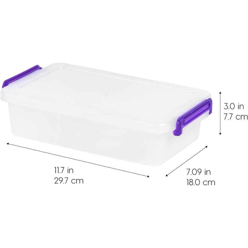 2,7 pte Petits bacs de rangement en plastique avec couvercles, paquet de 10, organisateurs de rangement pour fournitures d'art et d'artisanat, contenant de rangement plat pour fournitures de bureau, boîte de rangement empilable transparente, loquet de s?