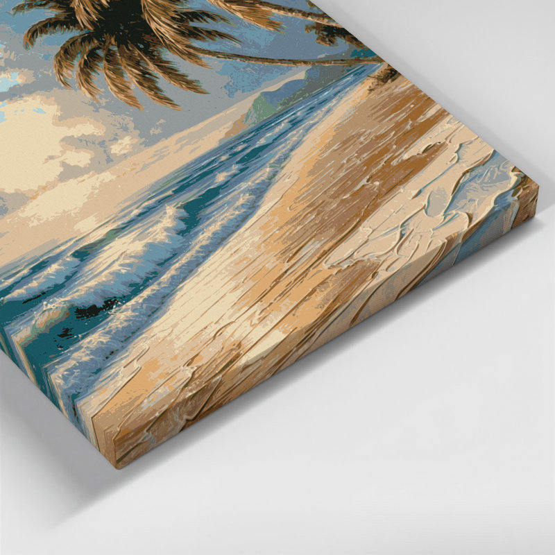 «Coastal Caribbean Beach», art mural sur toile grise, H 11 po x l 14 po