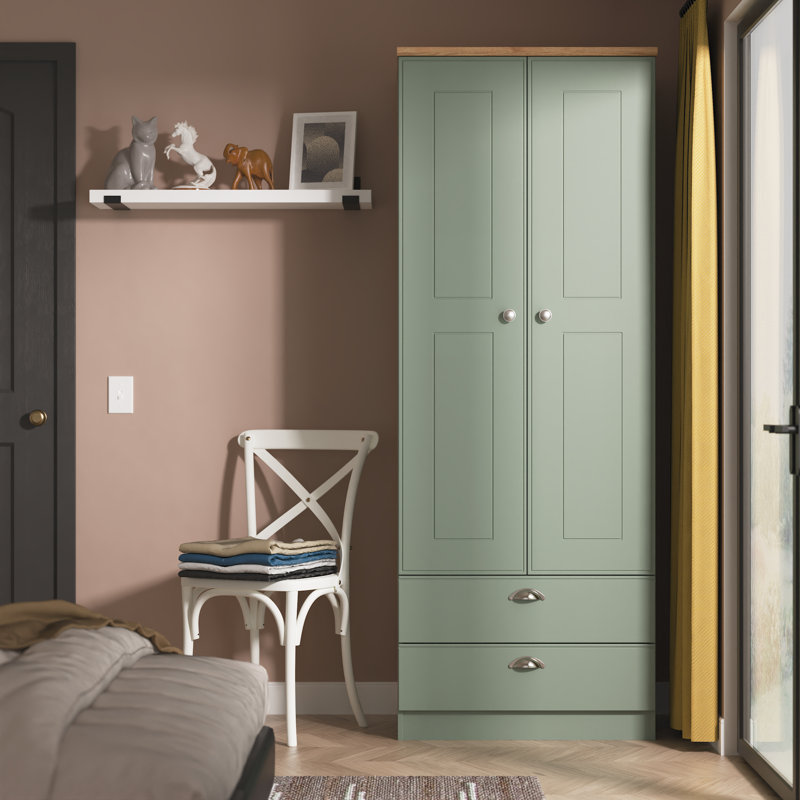 Conners Manufactured Wood Wardrobe, Reed Green/Riviera Oak
