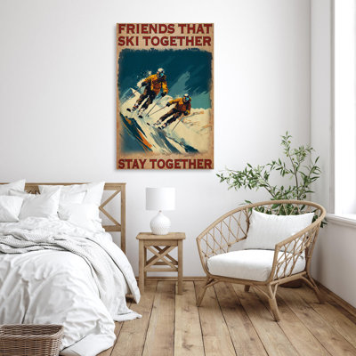 Friends That Ski Together - 1 pièce, reproduction d'art graphique sur toile tendue