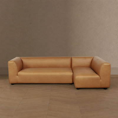 Lukas 118" Contemporary Modern Polyester Upholstered Right-Facing 2-Piece Sectional Sofa in Camel