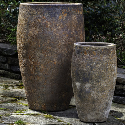 Ensemble de pots à fleurs en terre cuite émaillée 2 pièces Doinel