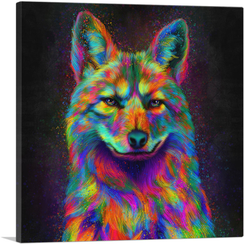 «Coyote Colorful Animal», impression sur toile tendue, H 12 po x l 12 po x P 0,75 po
