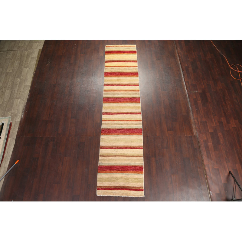 Tapis de couloir oriental rayé Gabbeh Kashkoli noué à la main