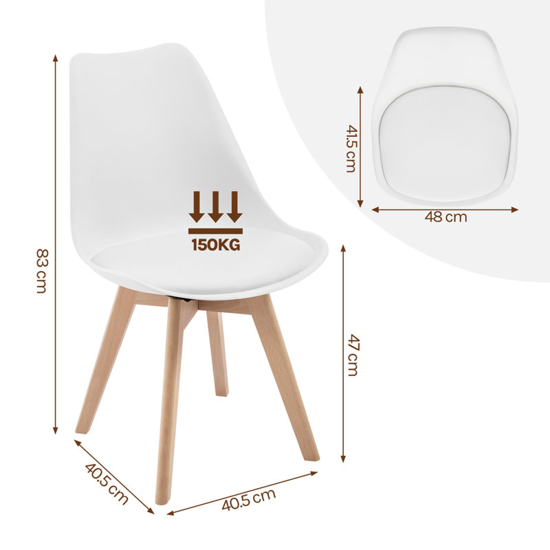 47cm H Upholstered Full Back Side Chair, White