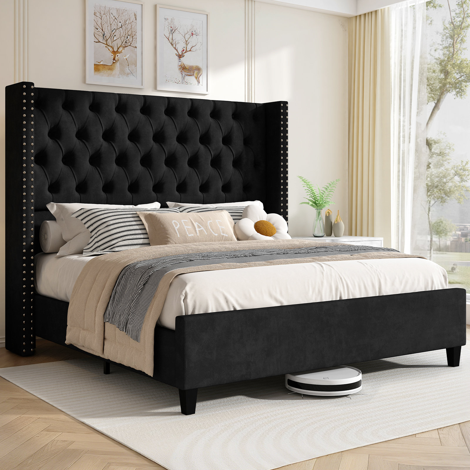 Dillwyn Upholstered Wingback Bed