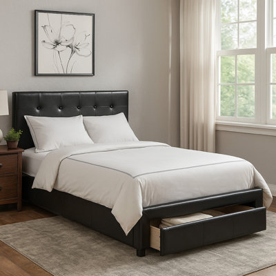 Robertia Vegan Leather Platform Storage Bed