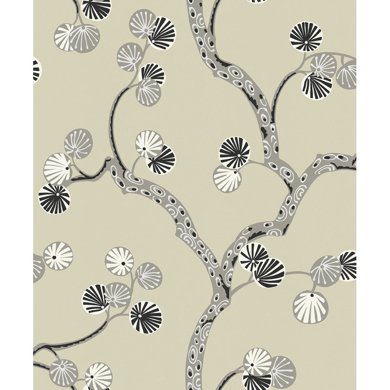 Papier peint non tissé Seabrook Designs Rhino Allegra Branches, Beige/gris