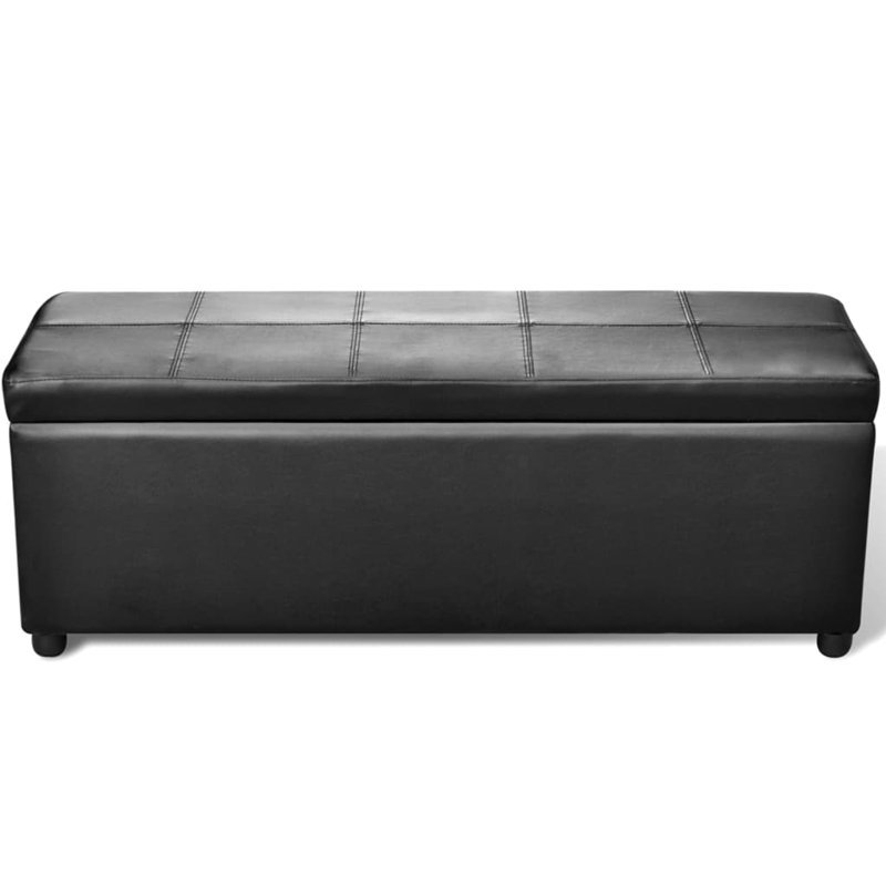 Banc de rangement à couvercle rabattable Miles, Noir, H 17,3 po x l 15,4 po x P 17,3 po