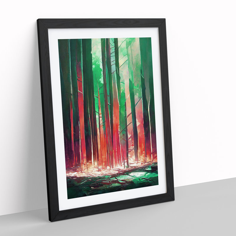 Forest In Abstract No.2 - Single Picture Frame Painting, 64cm H x 46cm W x 2cm D, Black