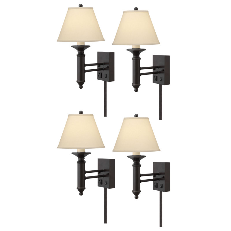 Hammertone Bronze Plug-in Armed Sconce, Hammertone Bronze