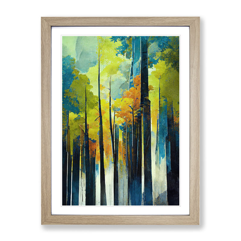 Artful Forest No.4 Abstract - Single Picture Frame Print, 64cm H x 46cm W x 2cm D, Oak Framed