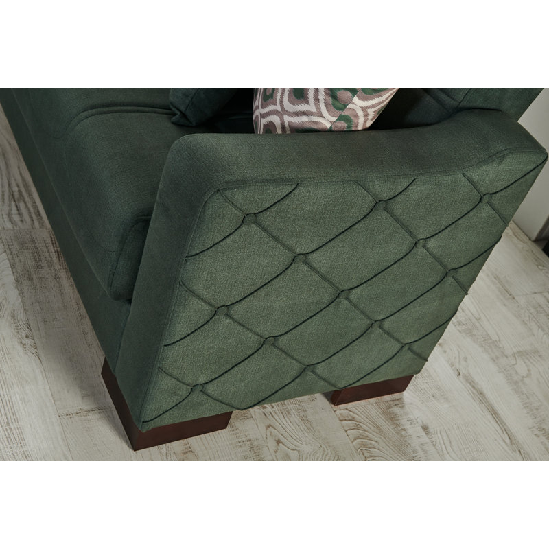 Tevrat Twin 89'' Upholstered Convertible Sofa, Green Microfiber/Microsuede