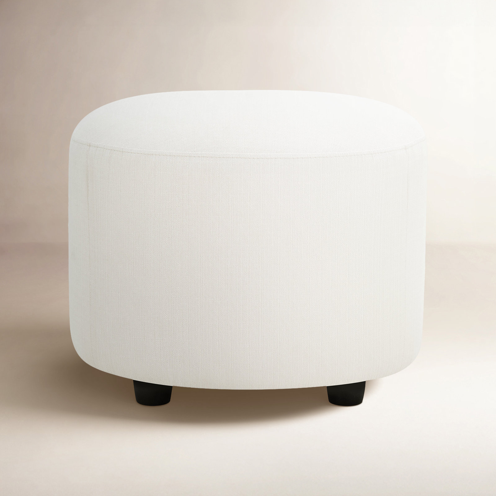 Bobbi 22" Cotton Upholstered Ottoman, Flannigan Cotton White Performance Weave