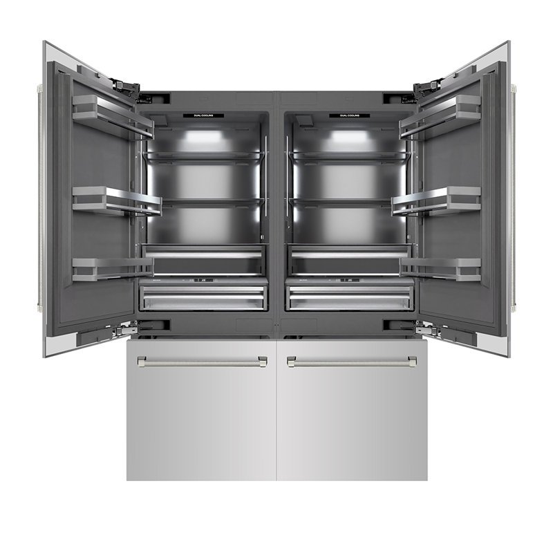 ZLINE Autograph 60 in. Built-In Refrigerator w/ Gray Interior and Polished Nickel Helix Handles, Polished Nickel