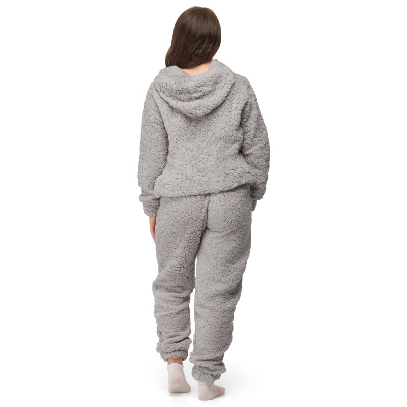 Glenham Fleece Ankle Bathrobe with Hood, Grey, 63" W x 63" L
