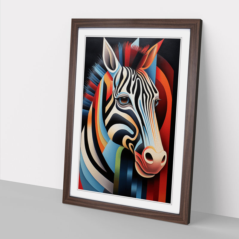 Zebra Hard Edge Painting No.2 - Framed Print, Walnut, 64cm H x 46cm W x 2cm D