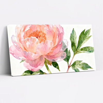 Pivoine fleur aquarelle sur toile tendue, reproduction d'art sur toile, ensemble de 1