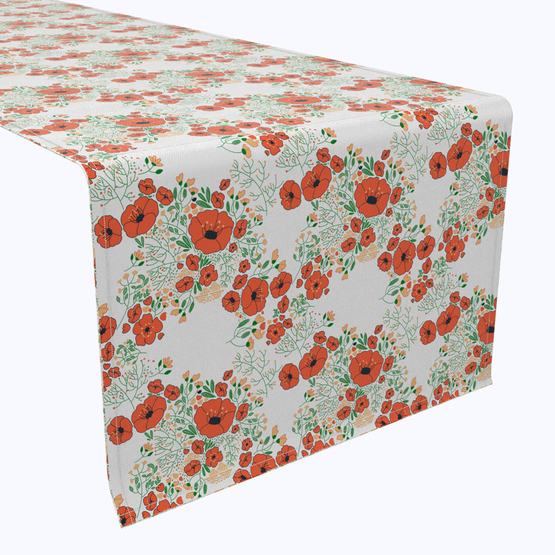 Table Runner, 100% Cotton, 16X108", Summer Floral Design, 90" L x 16" W