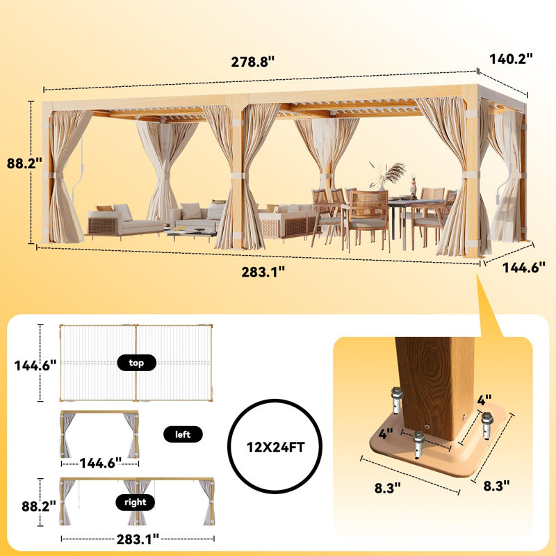 Pergola 12 X 24, Grain du bois