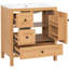 Meuble-lavabo de 30 po à grain de bois avec lavabo en céramique, pieds en bois massif, tablette réglable et porte et tiroir à fermeture en douceur, support de rangement, dossier ouvert