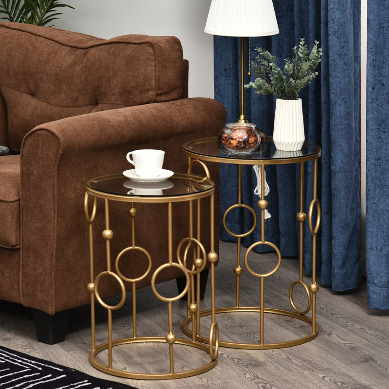 Ensemble de tables de bout en verre