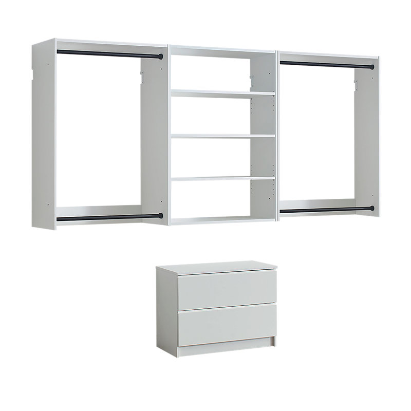 Devi White Wall Mounted Wood Closet System, White